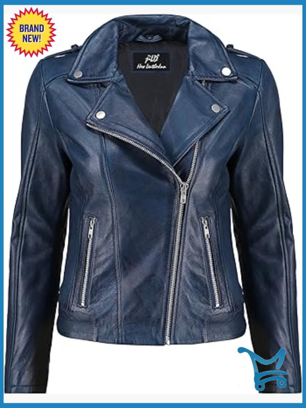 Women's Real Lambskin Leather Biker Jacket Moto Zip-Up Coat